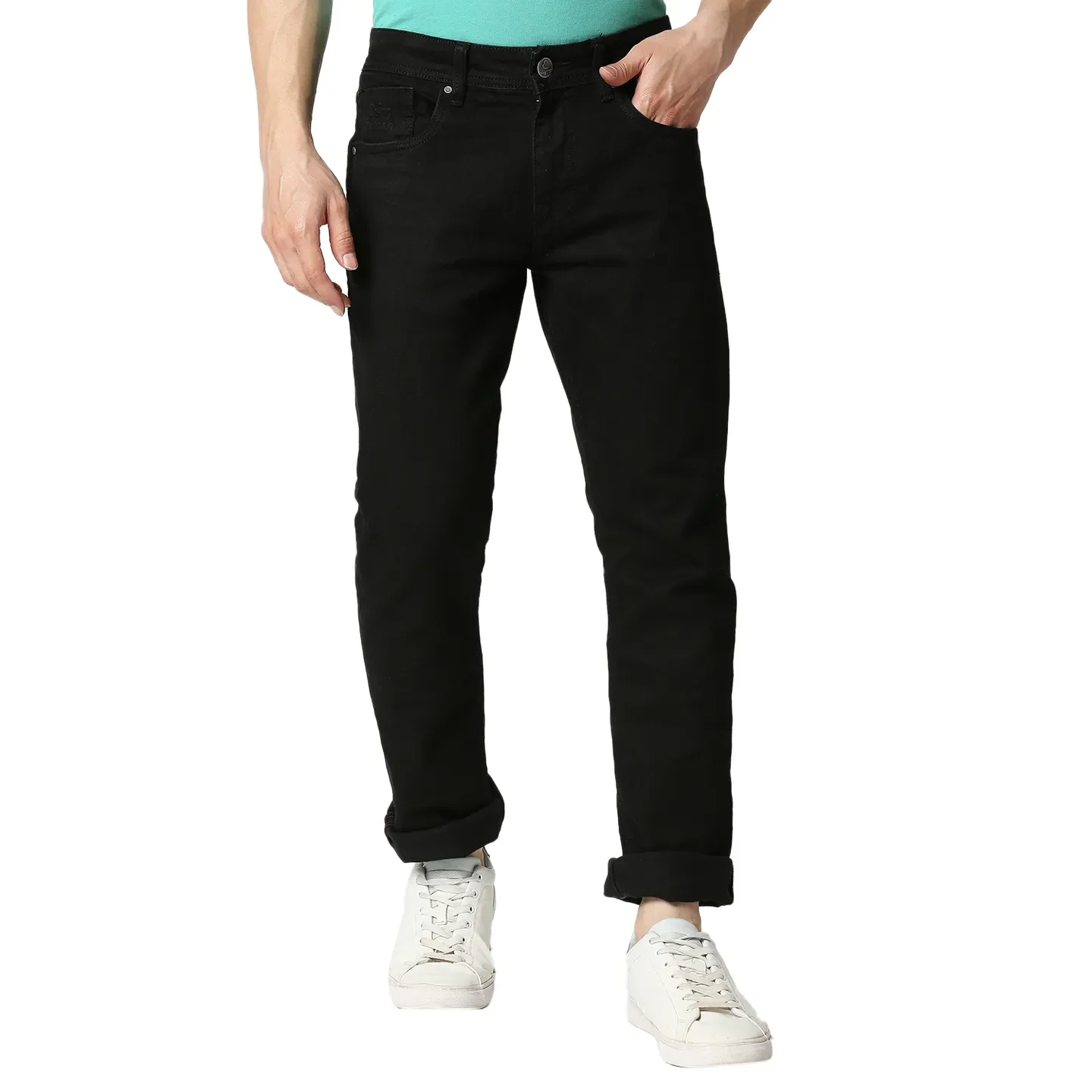Black Slim Straight Fit Men's Denims by Being Human Clothing