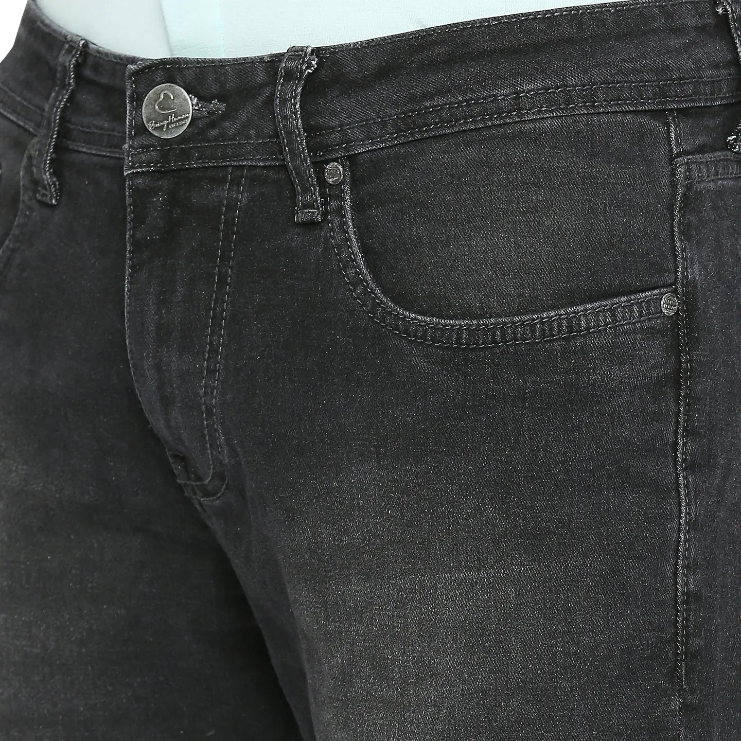 Black Slim Straight Fit Men's Denims by Being Human Clothing - Image 5