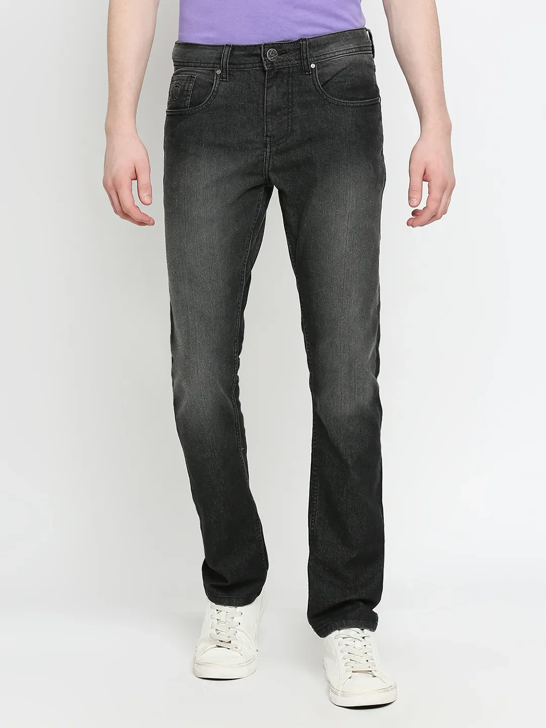 Black Slim Straight Fit Men's Denims by Being Human Clothing