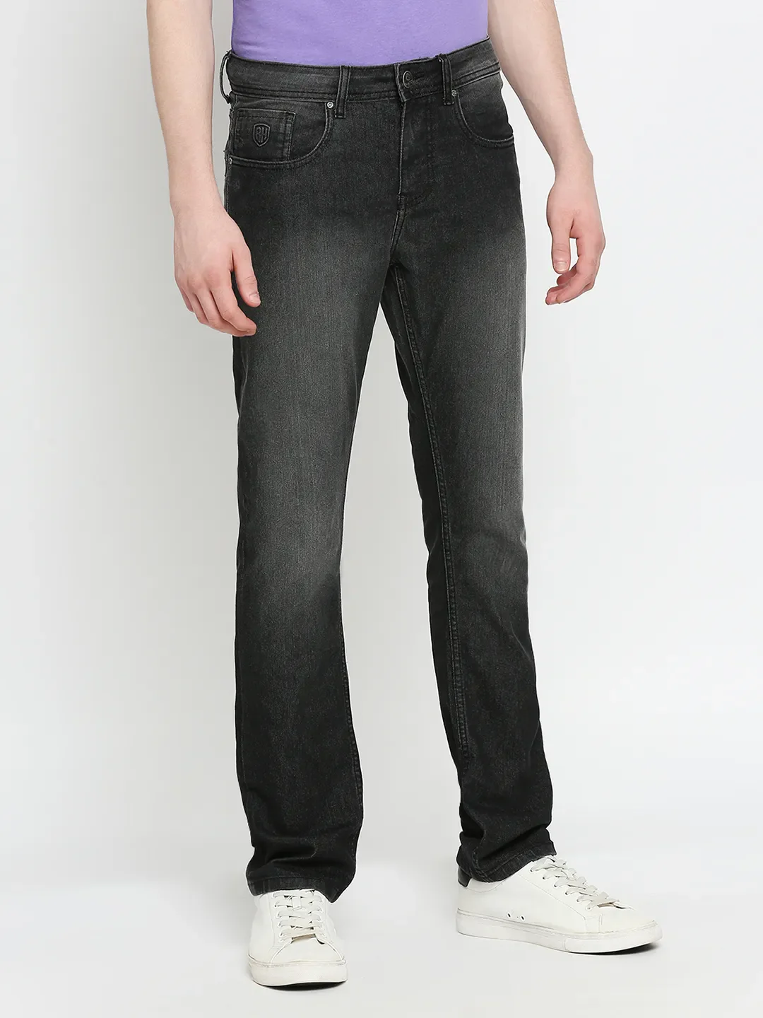 Black Slim Straight Fit Men's Denims by Being Human Clothing - Image 3