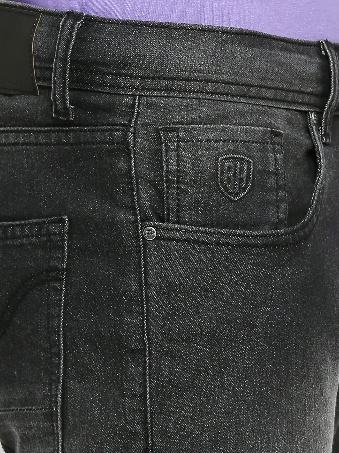 Black Slim Straight Fit Men's Denims by Being Human Clothing - Image 5
