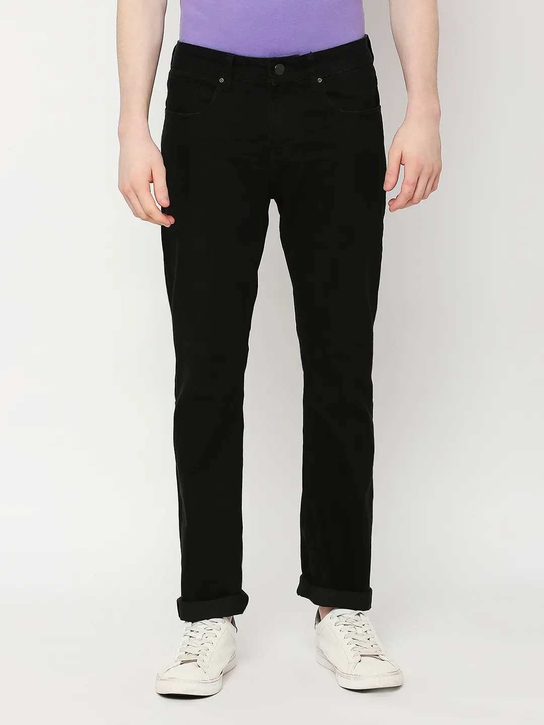 Black Slim Straight Fit Men's Denims by Being Human Clothing