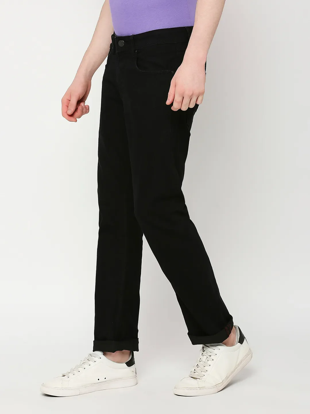 Black Slim Straight Fit Men's Denims by Being Human Clothing - Image 2