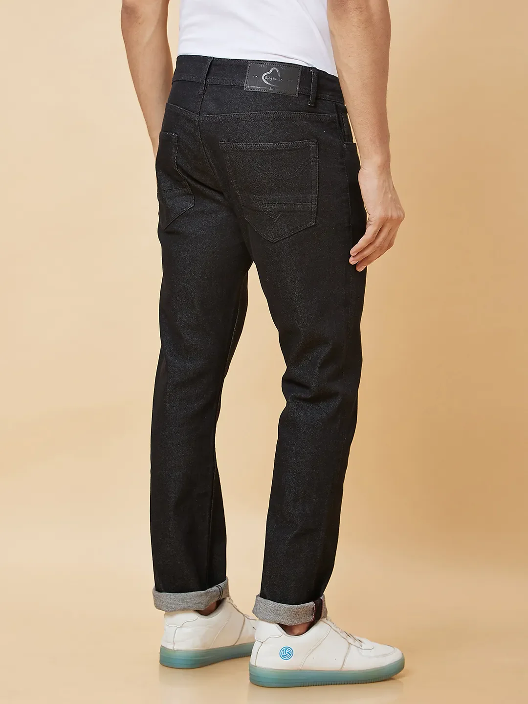 Black Slim Straight Fit Men's Denims by Being Human Clothing - Image 4