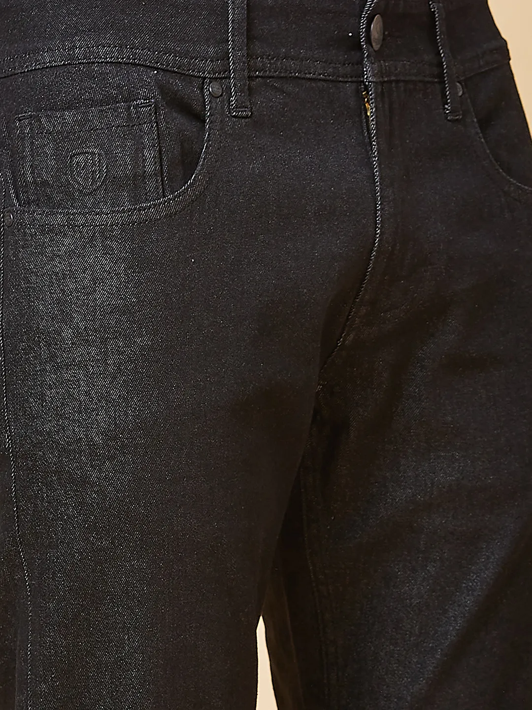 Black Slim Straight Fit Men's Denims by Being Human Clothing - Image 5