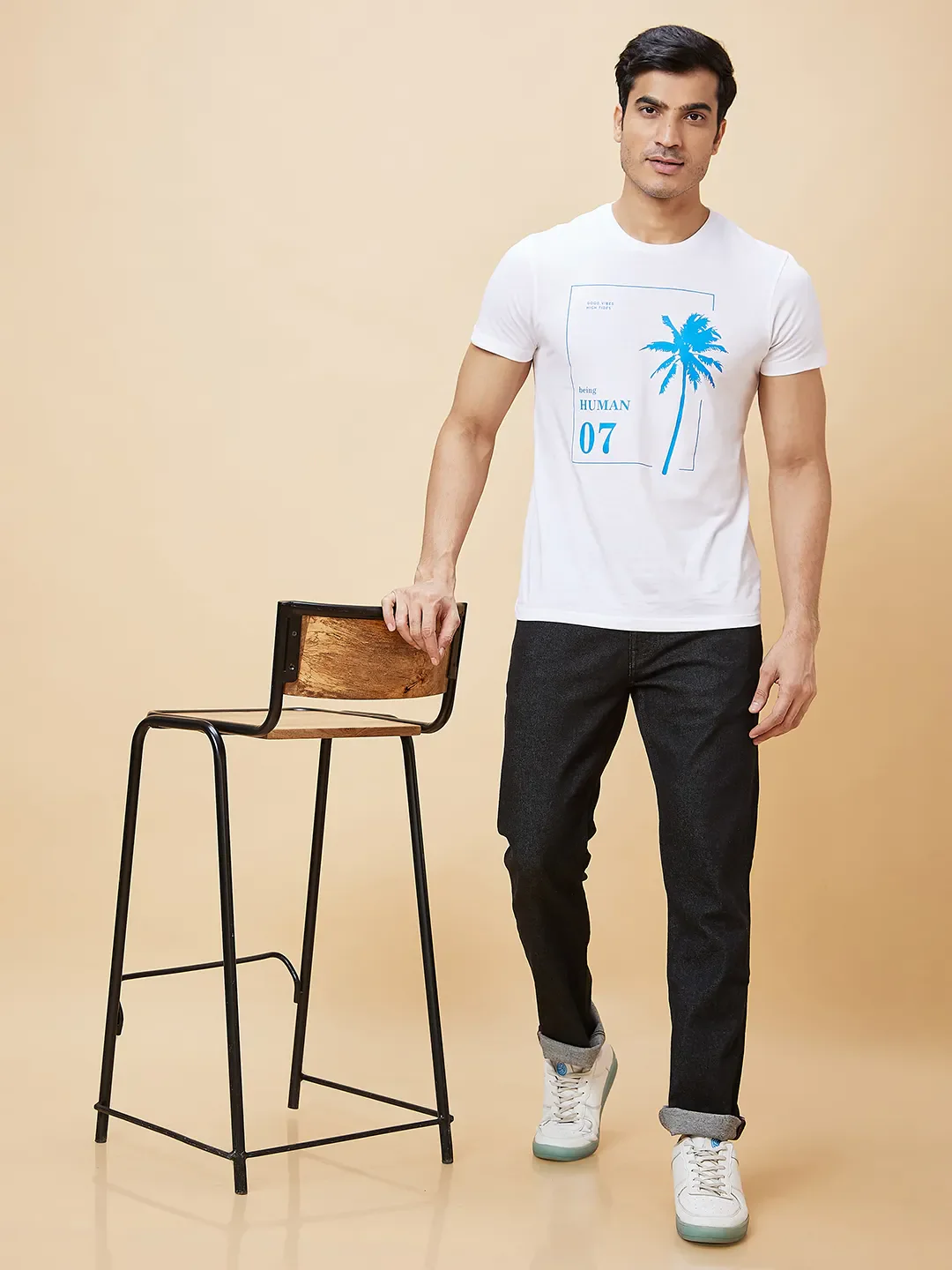 Black Slim Straight Fit Men's Denims by Being Human Clothing - Image 6