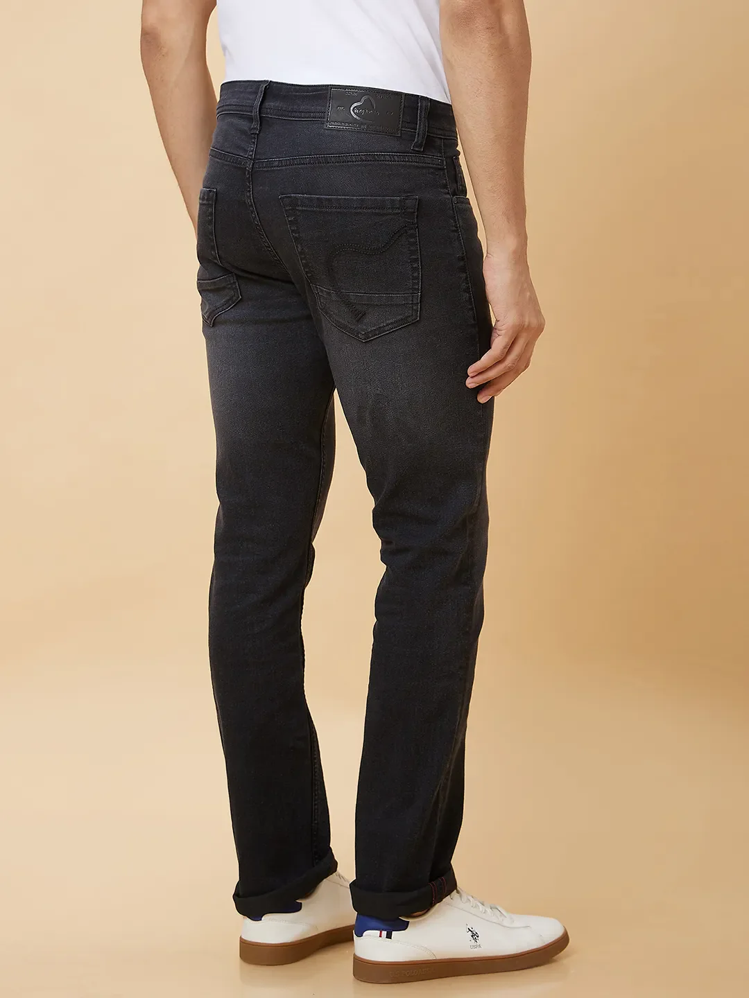 Black Slim Straight Fit Men's Denims by Being Human Clothing - Image 4