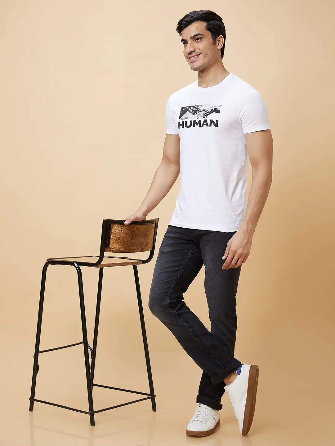 Black Slim Straight Fit Men's Denims by Being Human Clothing - Image 6