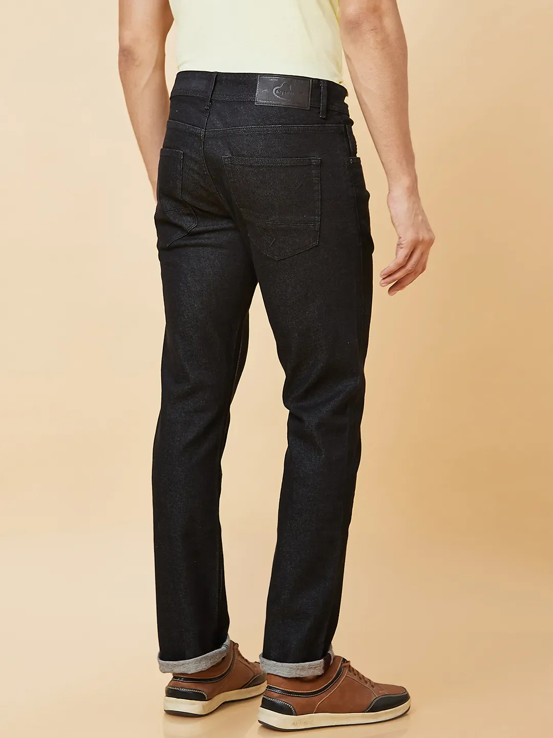 Black Slim Straight Fit Men's Denims by Being Human Clothing - Image 4