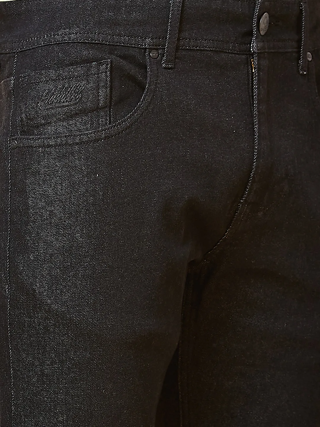 Black Slim Straight Fit Men's Denims by Being Human Clothing - Image 5