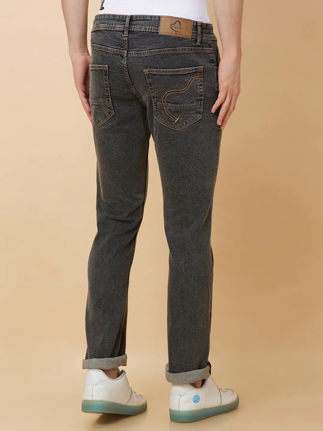Black Slim Straight Fit Men's Denims by Being Human Clothing - Image 3