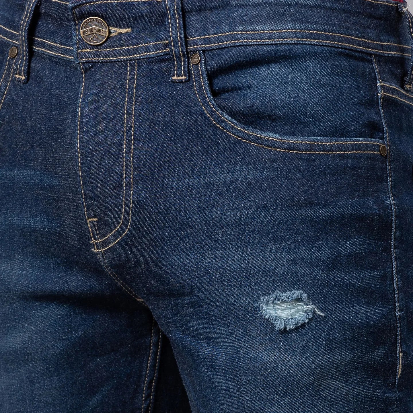 Blue Slim Straight Fit Men's Denims by Being Human Clothing - Image 5