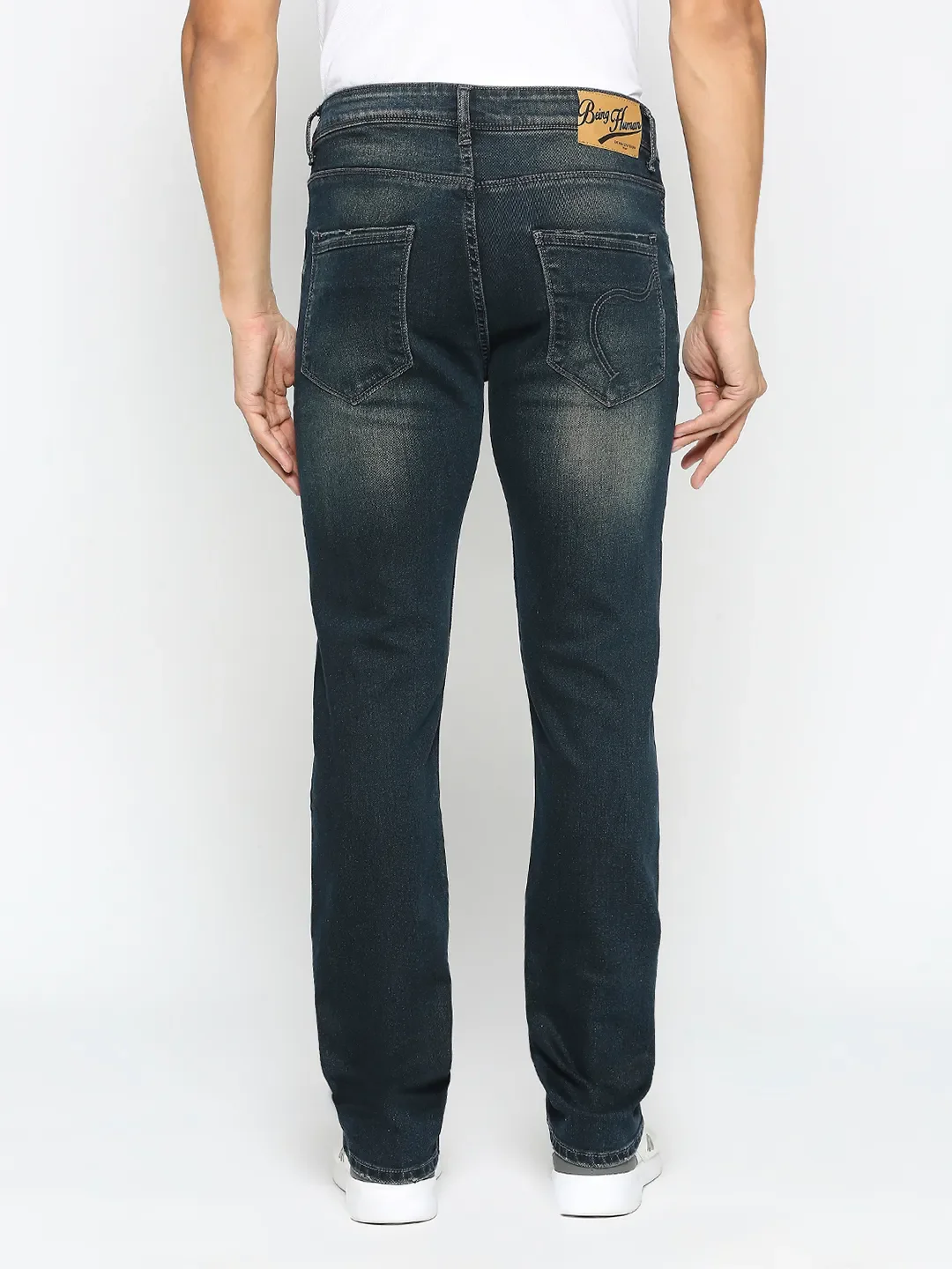 Blue Slim Straight Fit Men's Denims by Being Human Clothing - Image 4