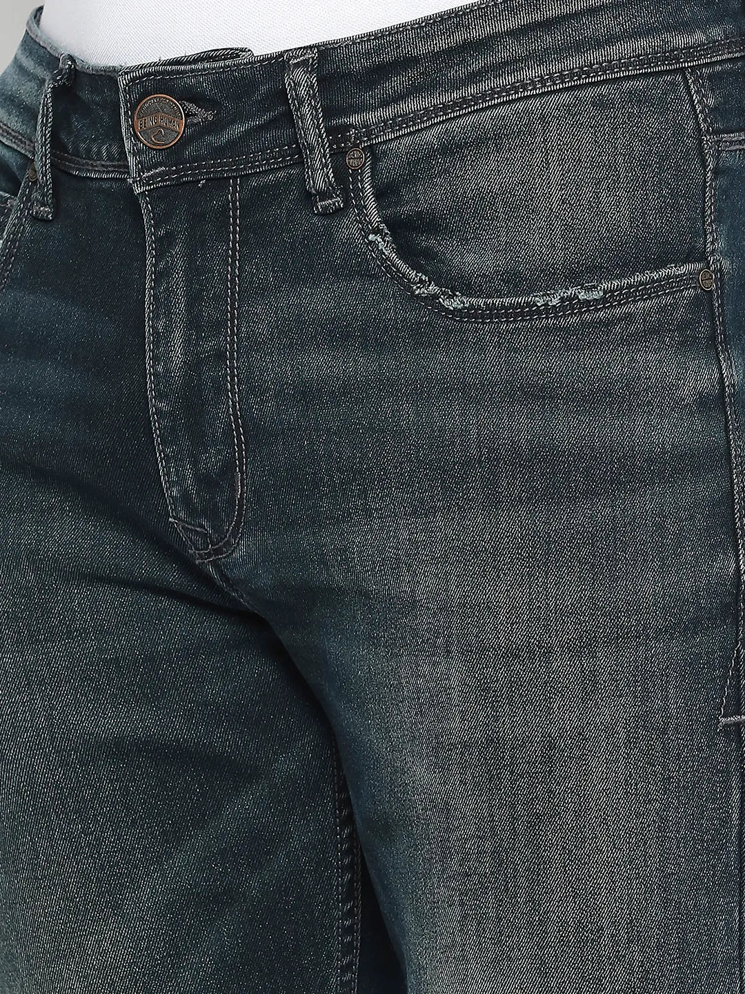 Blue Slim Straight Fit Men's Denims by Being Human Clothing - Image 5