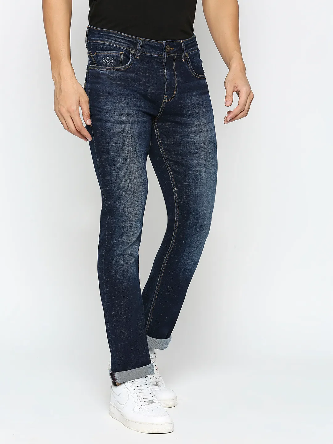 Blue Slim Straight Fit Men's Denims by Being Human Clothing - Image 3