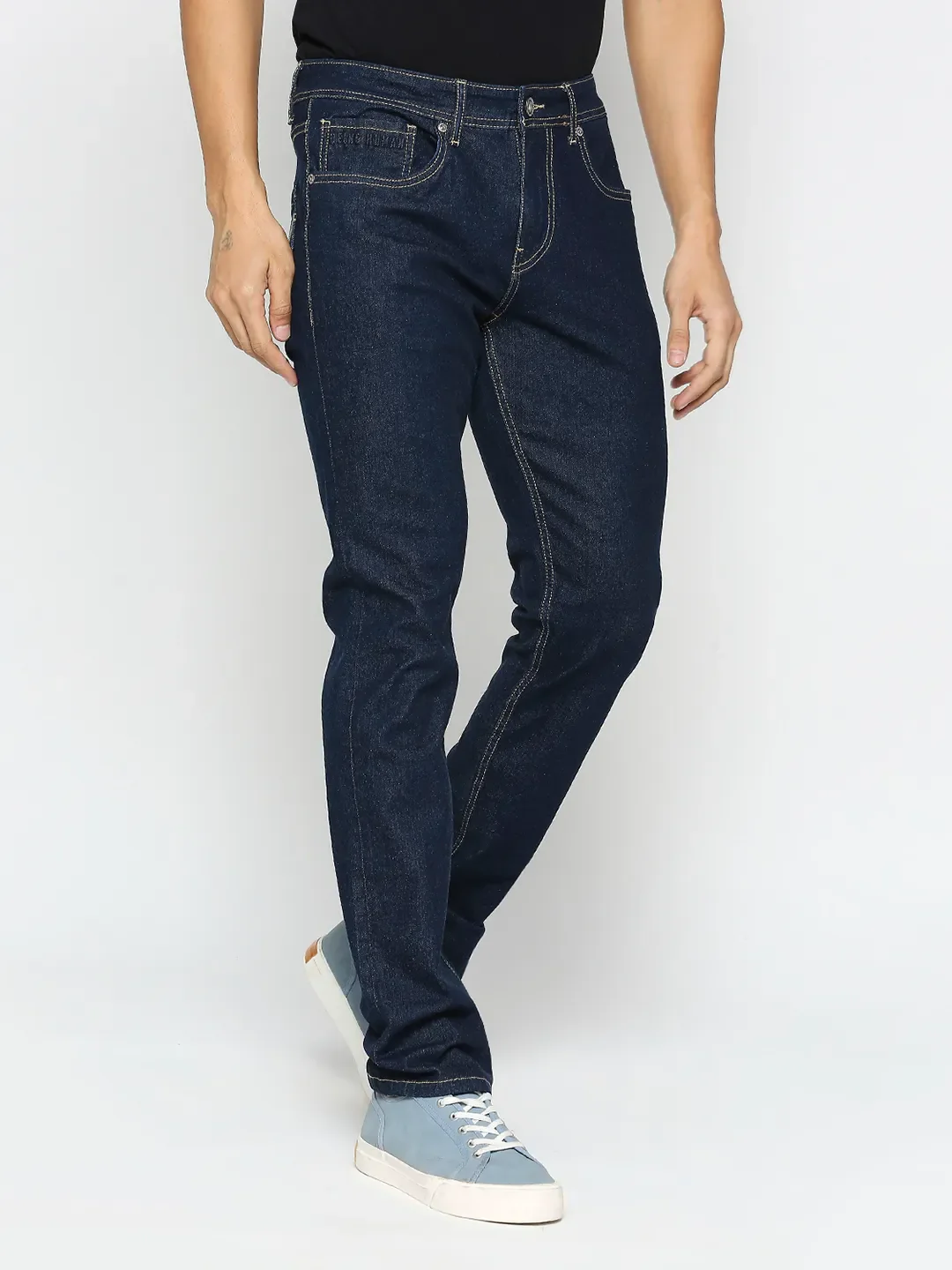 Blue Slim Straight Fit Men's Denims by Being Human Clothing - Image 3