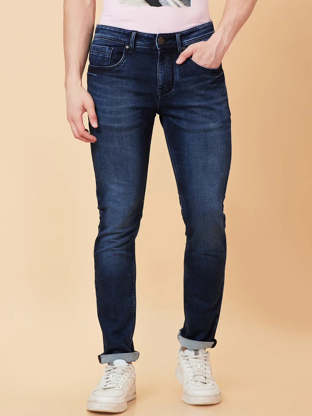 Blue Slim Straight Fit Men's Denims by Being Human Clothing