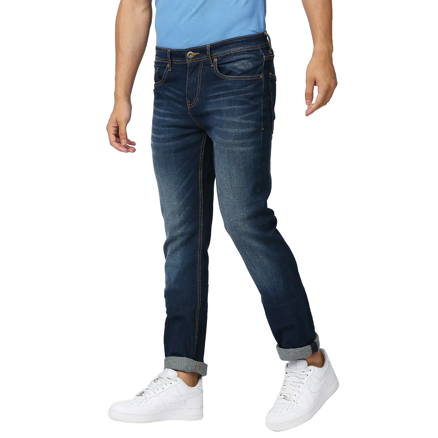 Blue Slim Straight Fit Men's Denims by Being Human Clothing - Image 2