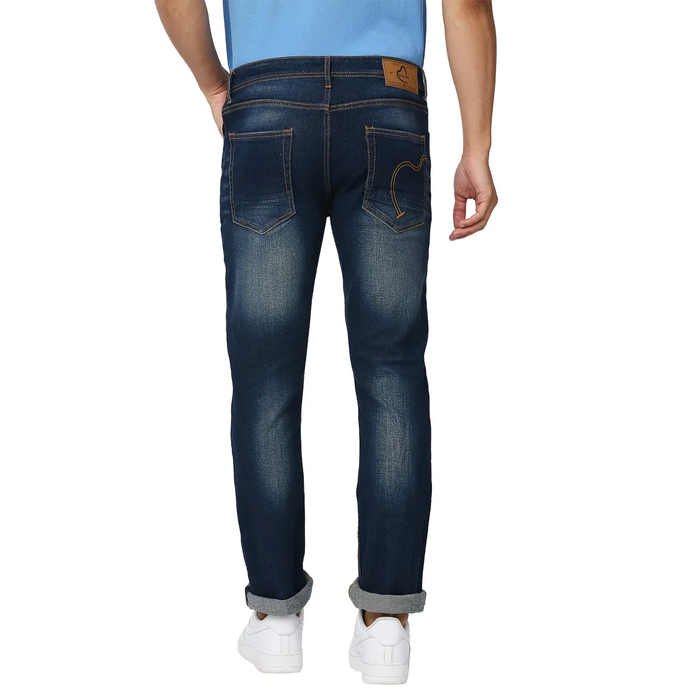 Blue Slim Straight Fit Men's Denims by Being Human Clothing - Image 3