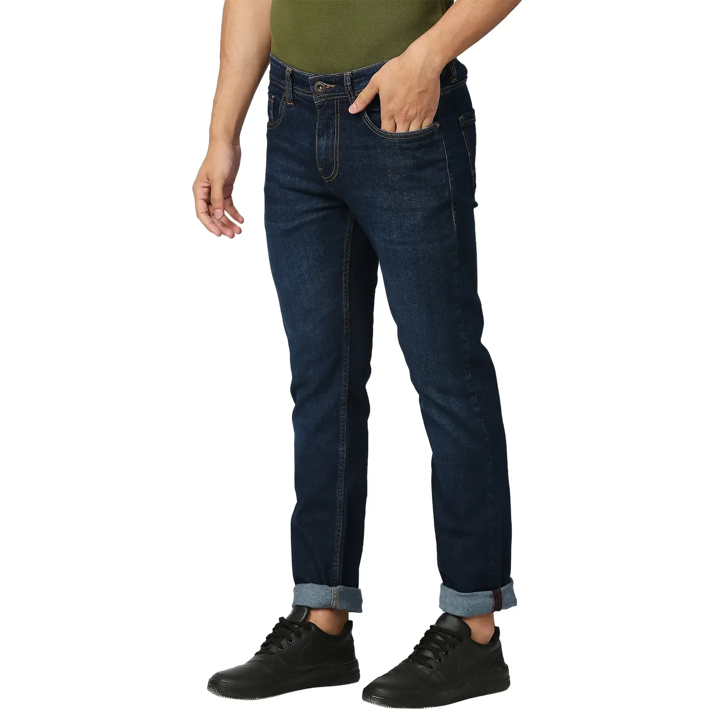 Blue Slim Straight Fit Men's Denims by Being Human Clothing - Image 2