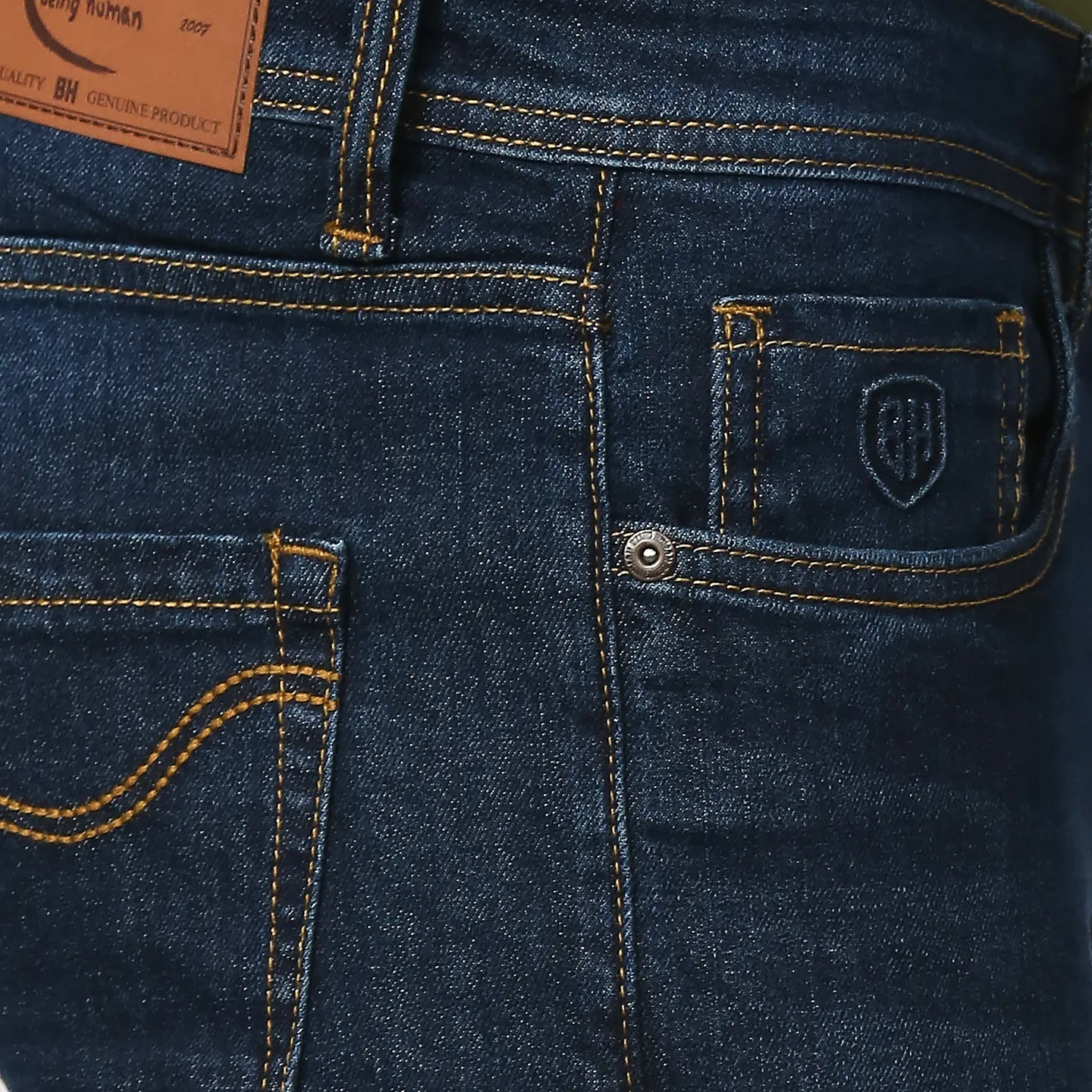 Blue Slim Straight Fit Men's Denims by Being Human Clothing - Image 4