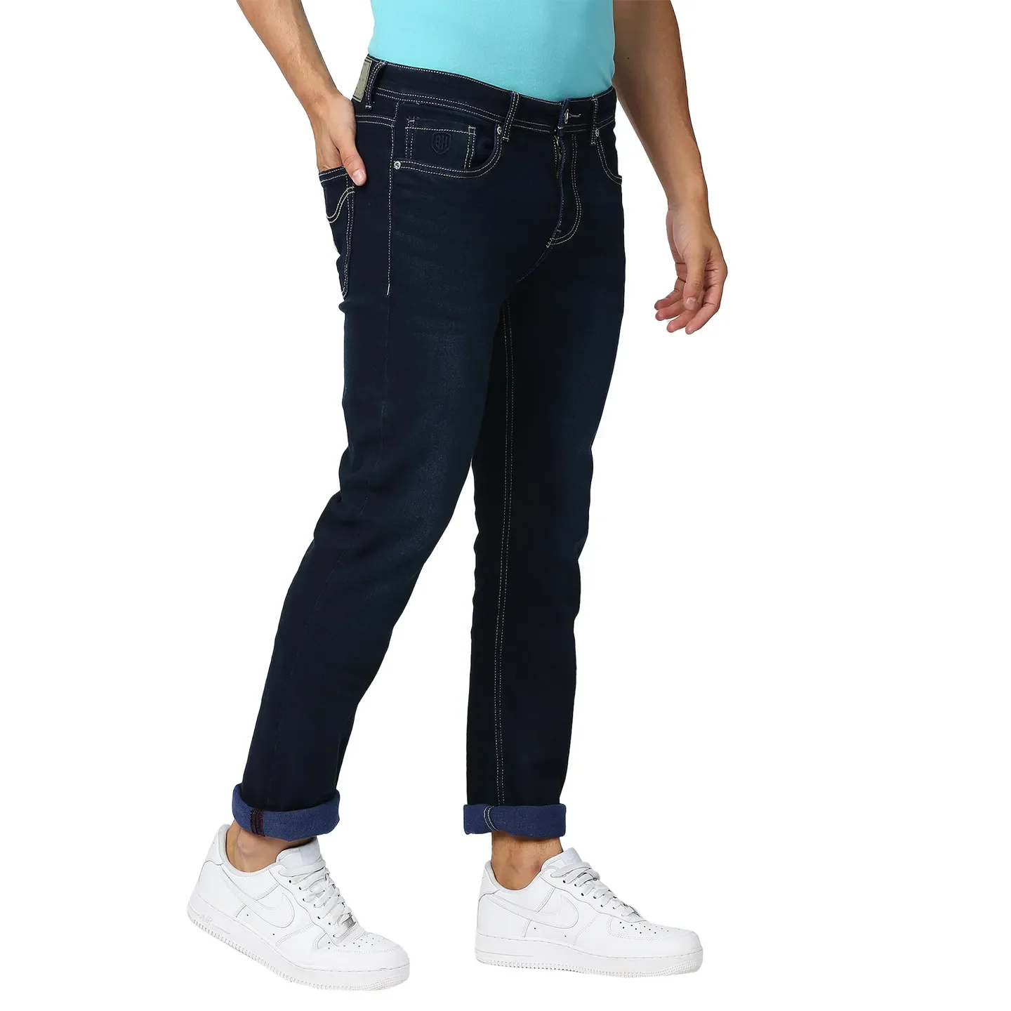 Blue Slim Straight Fit Men's Denims by Being Human Clothing - Image 3