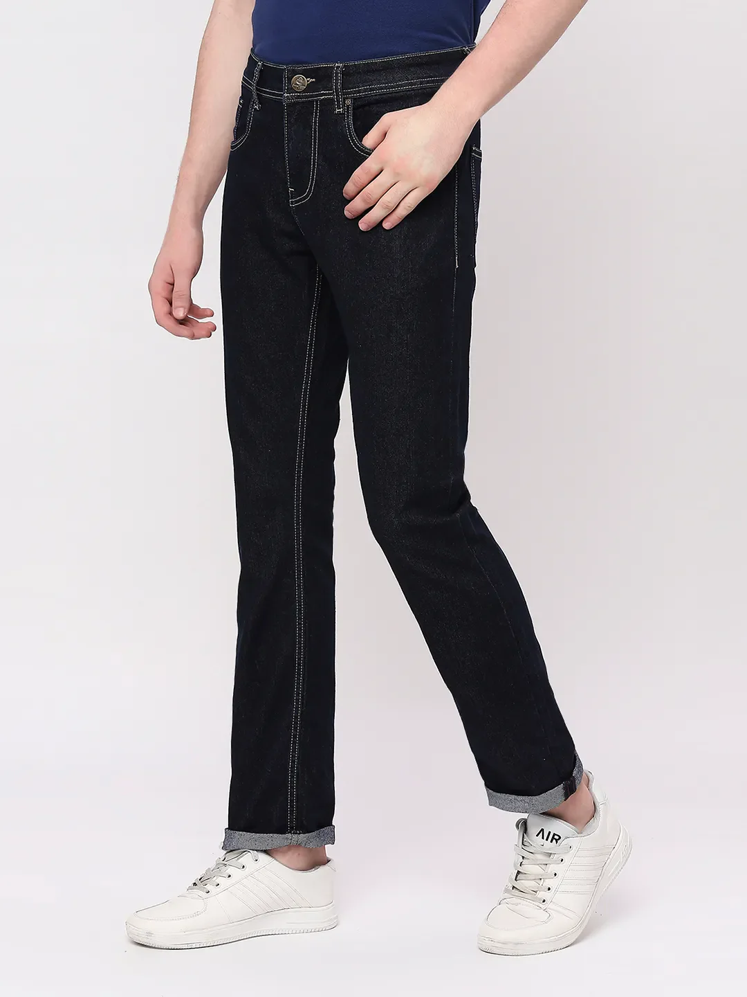 Blue Slim Straight Fit Men's Denims by Being Human Clothing - Image 3