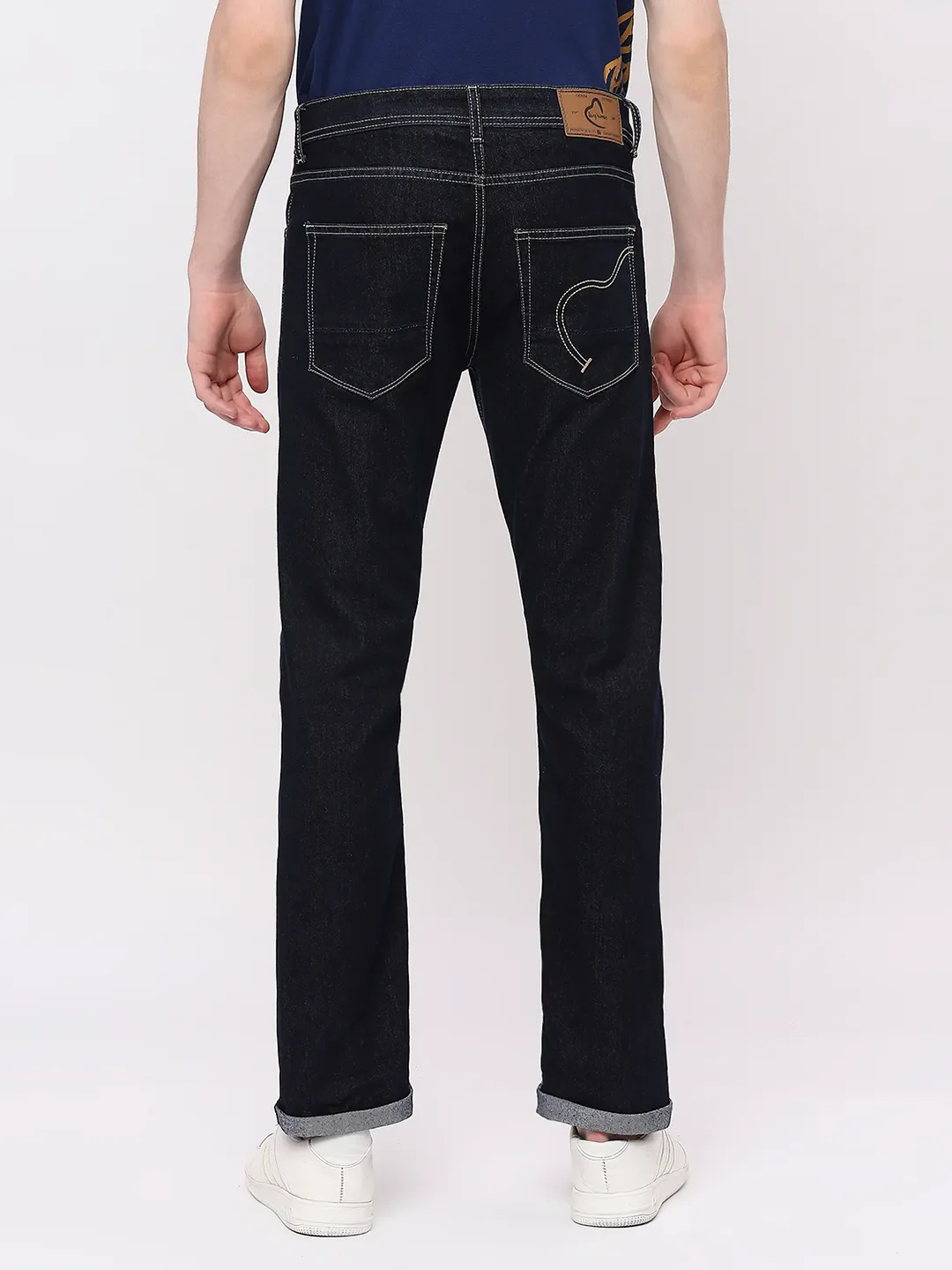 Blue Slim Straight Fit Men's Denims by Being Human Clothing - Image 4