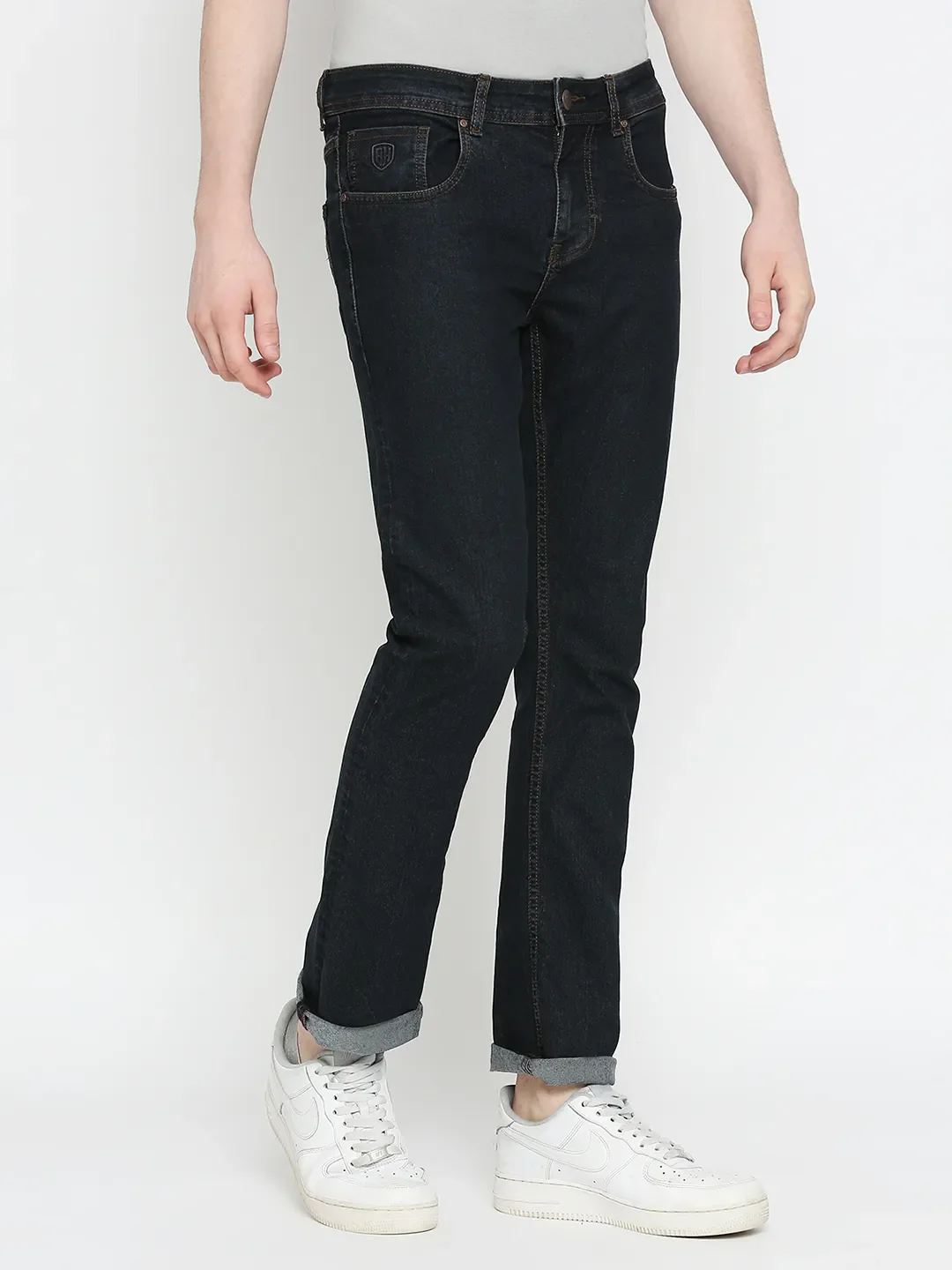 Blue Slim Straight Fit Men's Denims by Being Human Clothing - Image 3