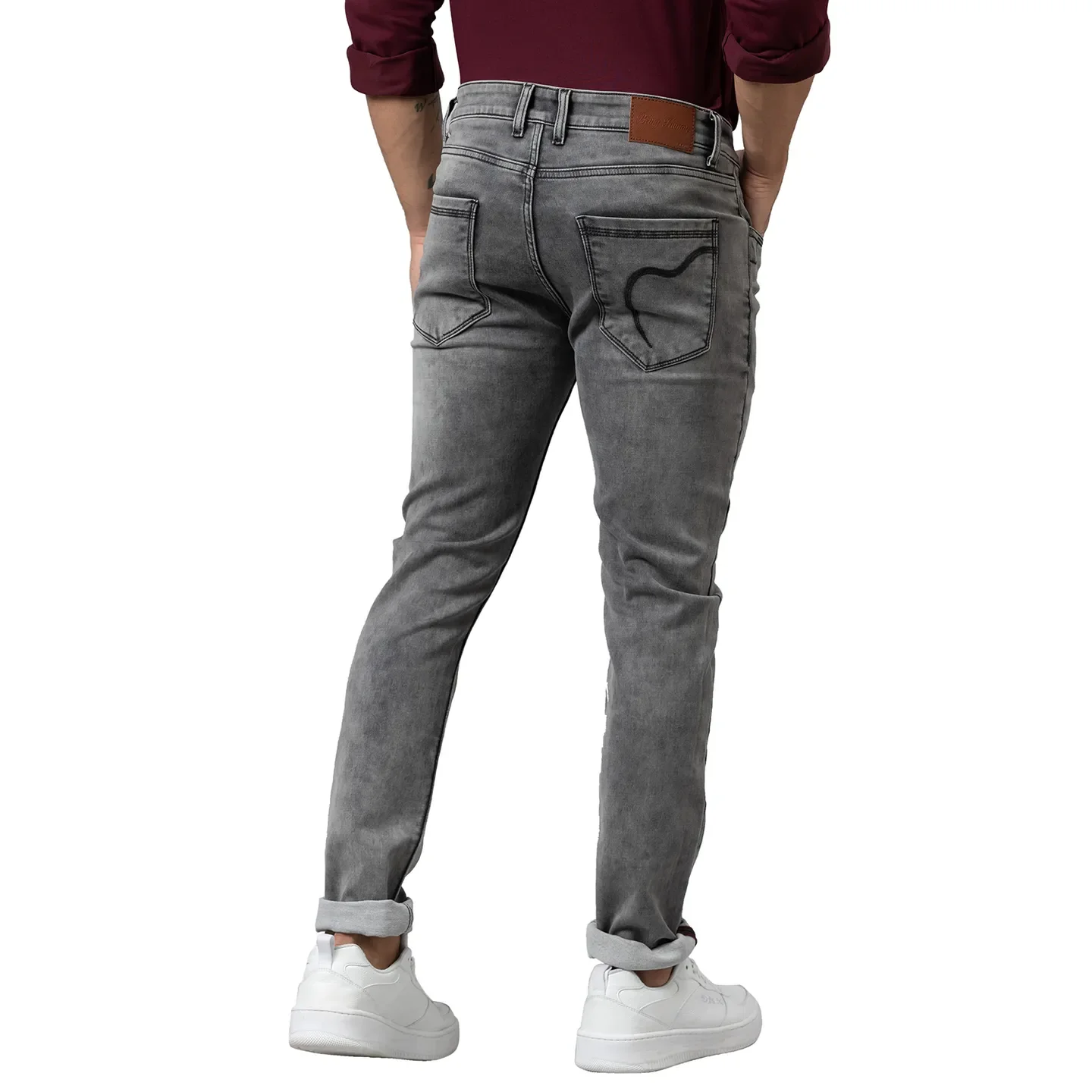 Grey Slim Straight Fit Men's Denims by Being Human Clothing - Image 3
