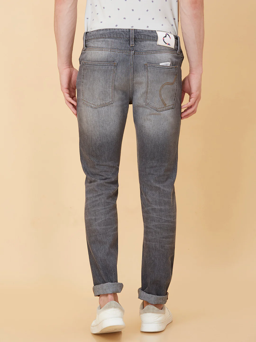 Grey Slim Straight Fit Denims For Men By Being Human Clothing - Image 3