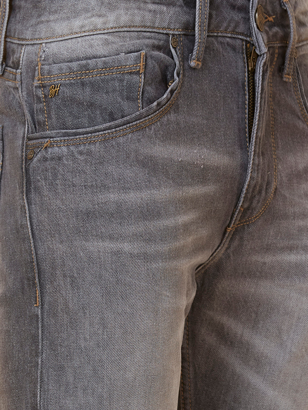 Grey Slim Straight Fit Denims For Men By Being Human Clothing - Image 5