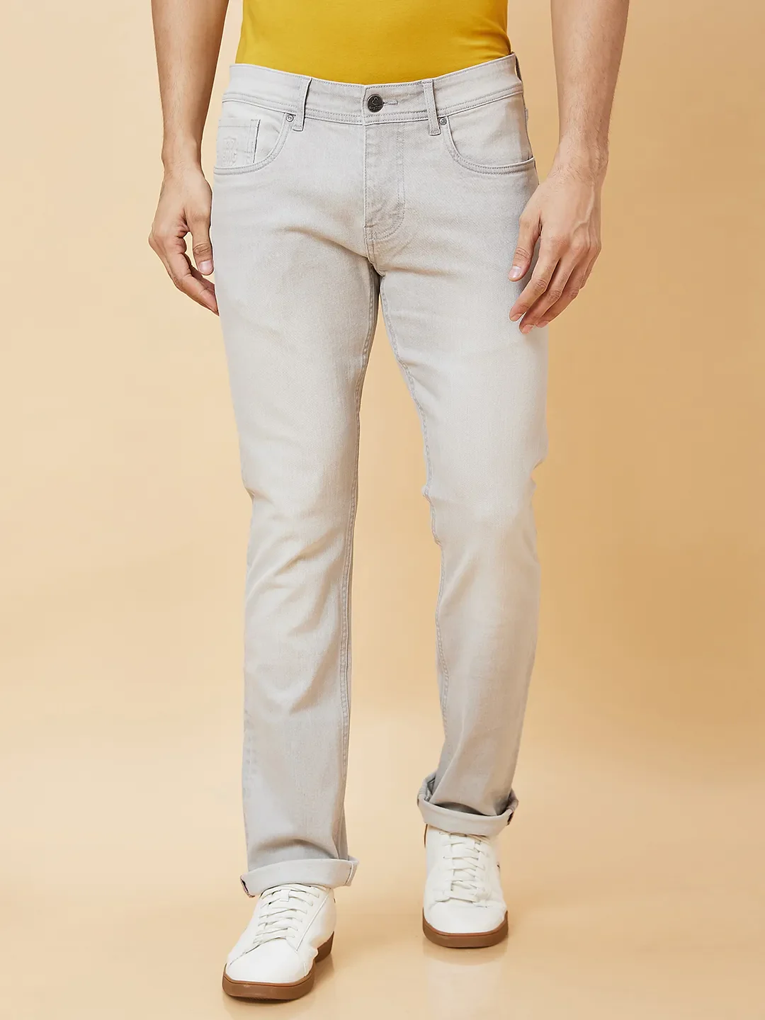 Grey Slim Straight Fit Men's Denims by Being Human Clothing