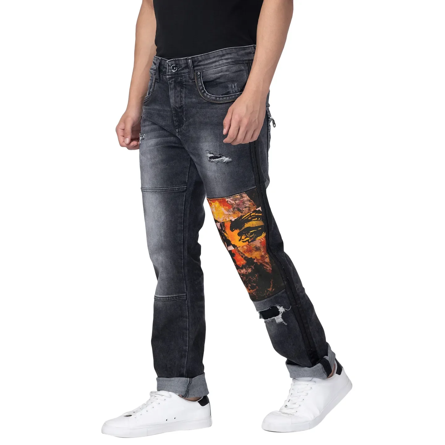 Grey Slim Straight Fit Men's Denims by Being Human Clothing - Image 2