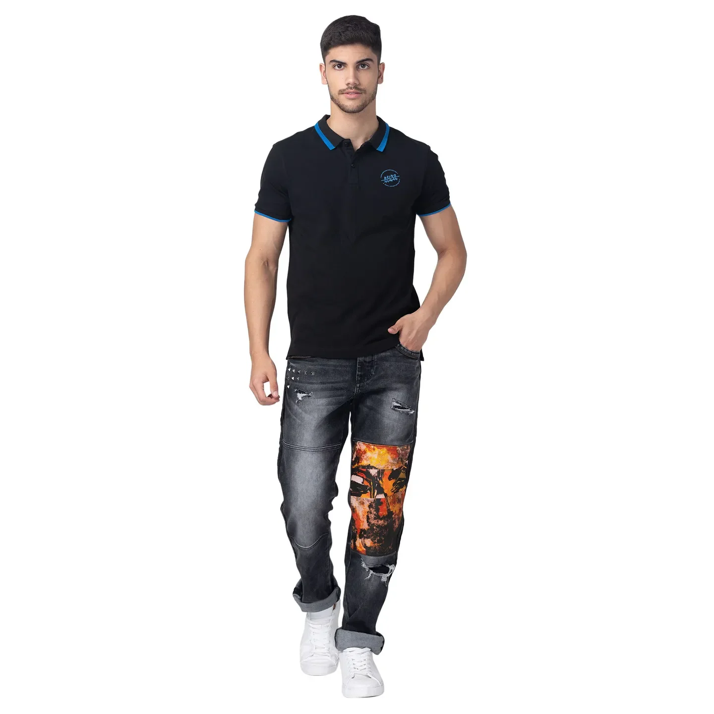 Grey Slim Straight Fit Men's Denims by Being Human Clothing - Image 5