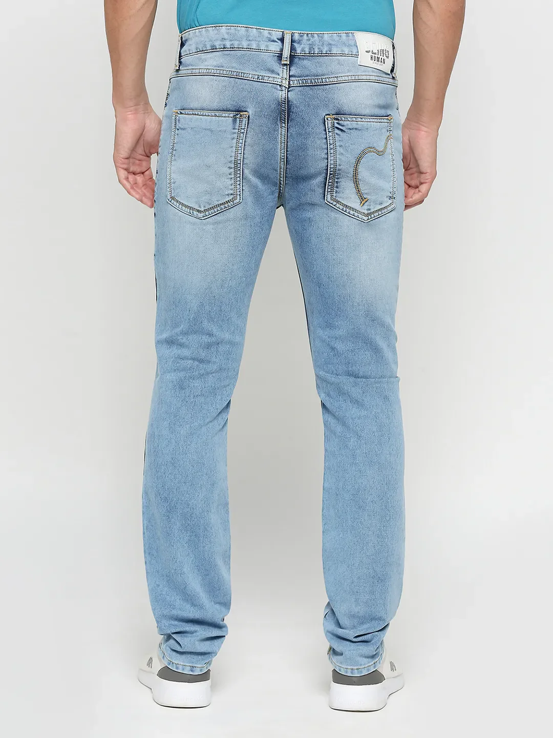 Blue Slim Straight Fit Men's Denims by Being Human Clothing - Image 4