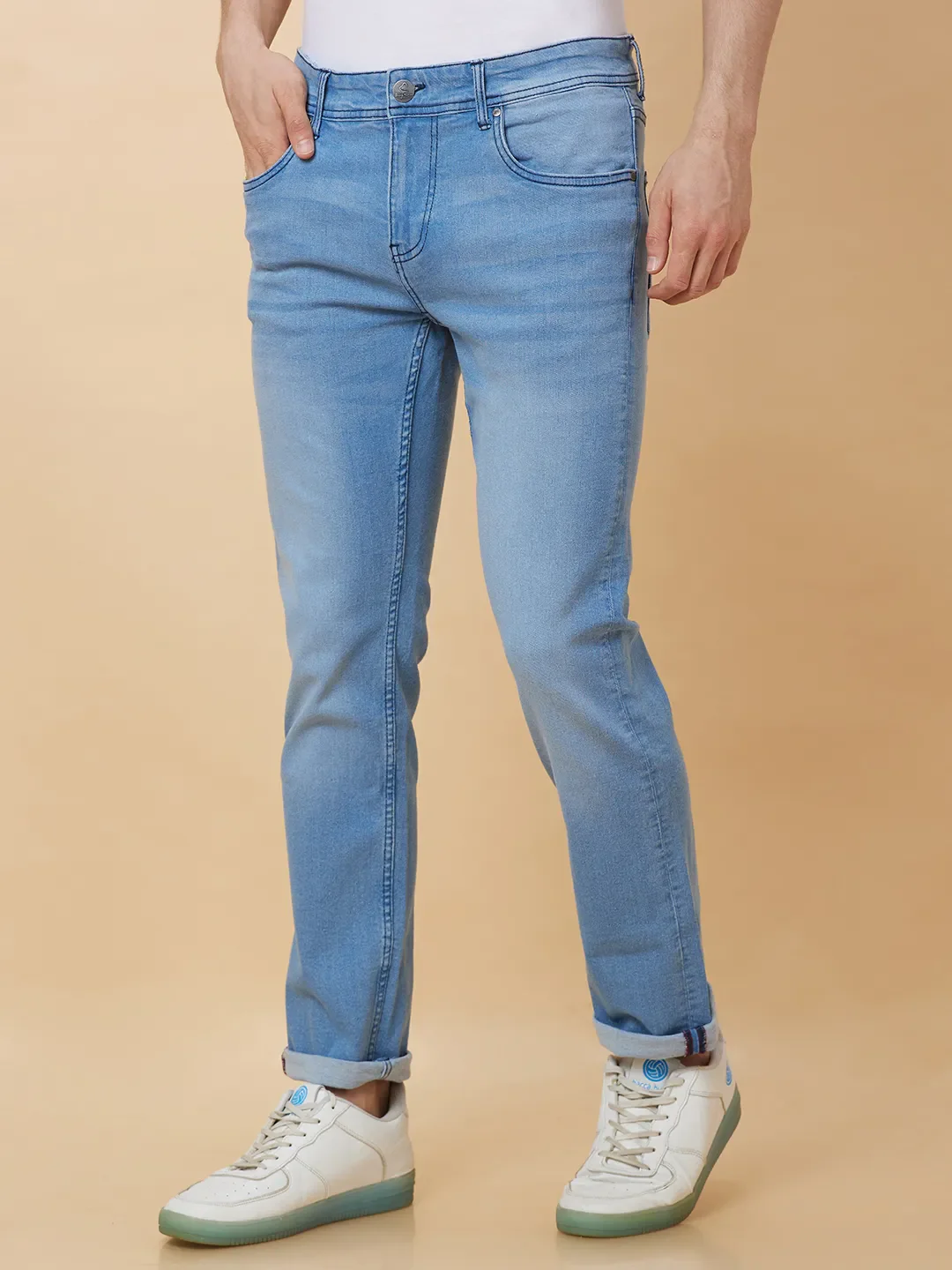 Blue Slim Straight Fit Men's Denims by Being Human Clothing - Image 3