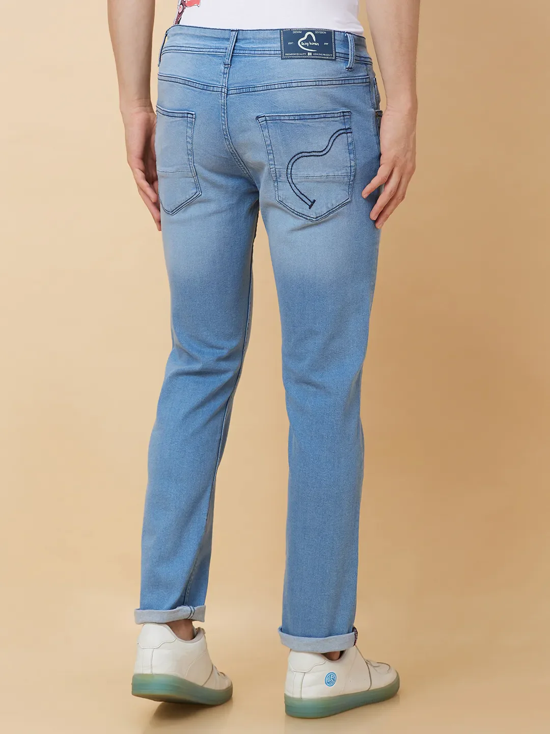 Blue Slim Straight Fit Men's Denims by Being Human Clothing - Image 4
