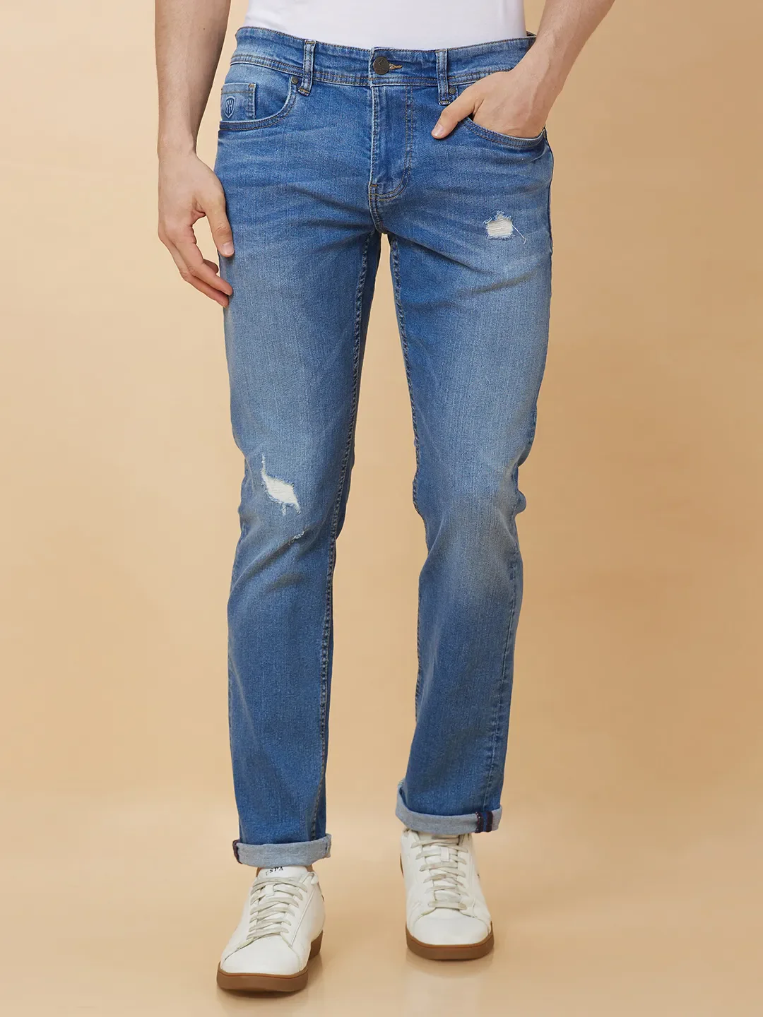 Blue Slim Straight Fit Men's Denims by Being Human Clothing