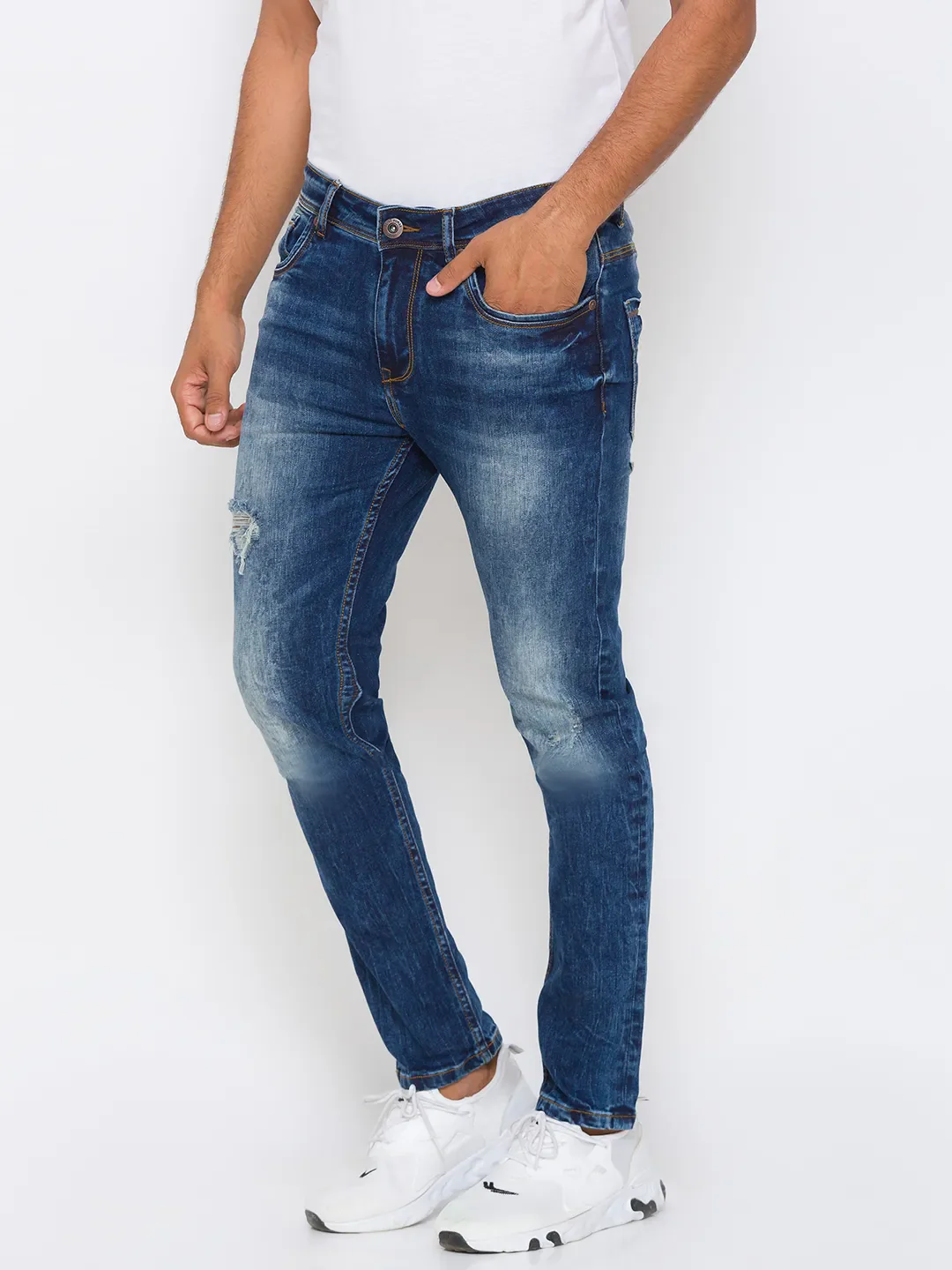 Blue Slim Straight Fit Men's Denims by Being Human Clothing - Image 2