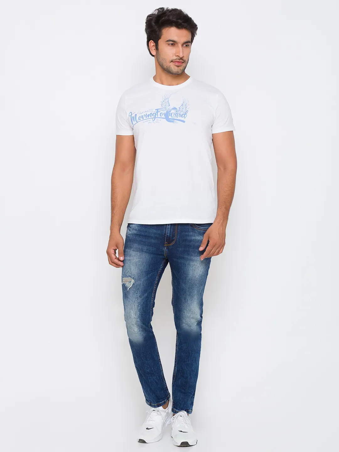 Blue Slim Straight Fit Men's Denims by Being Human Clothing - Image 5