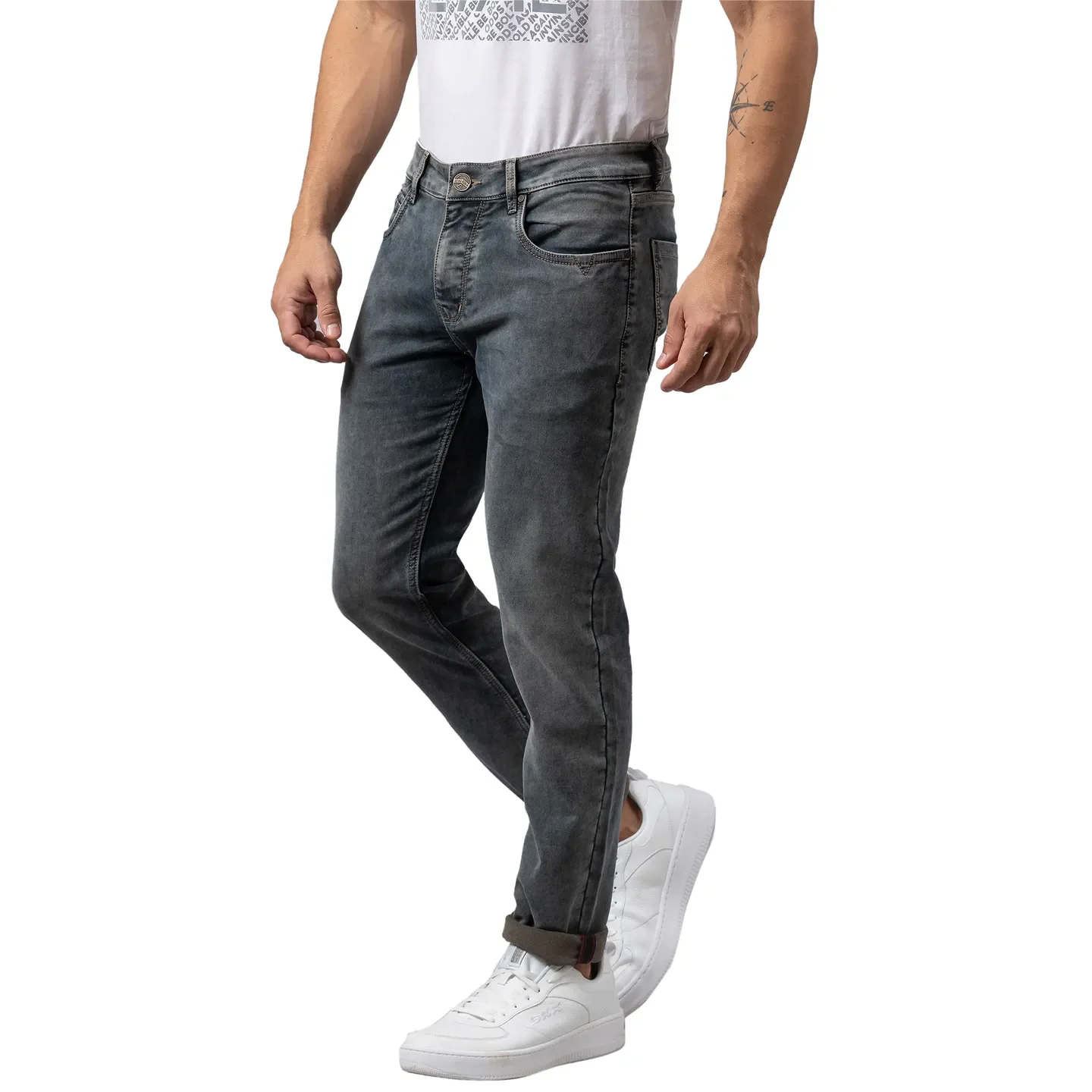 Blue Slim Straight Fit Men's Denims by Being Human Clothing - Image 4