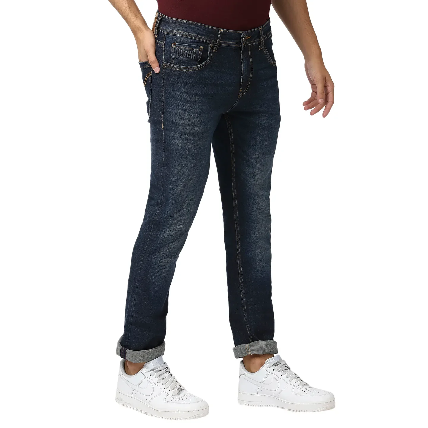 Blue Slim Straight Fit Men's Denims by Being Human Clothing - Image 3