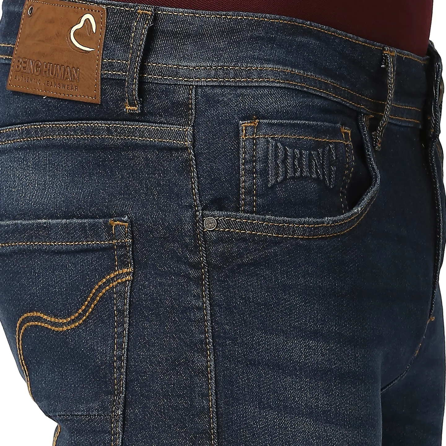 Blue Slim Straight Fit Men's Denims by Being Human Clothing - Image 5