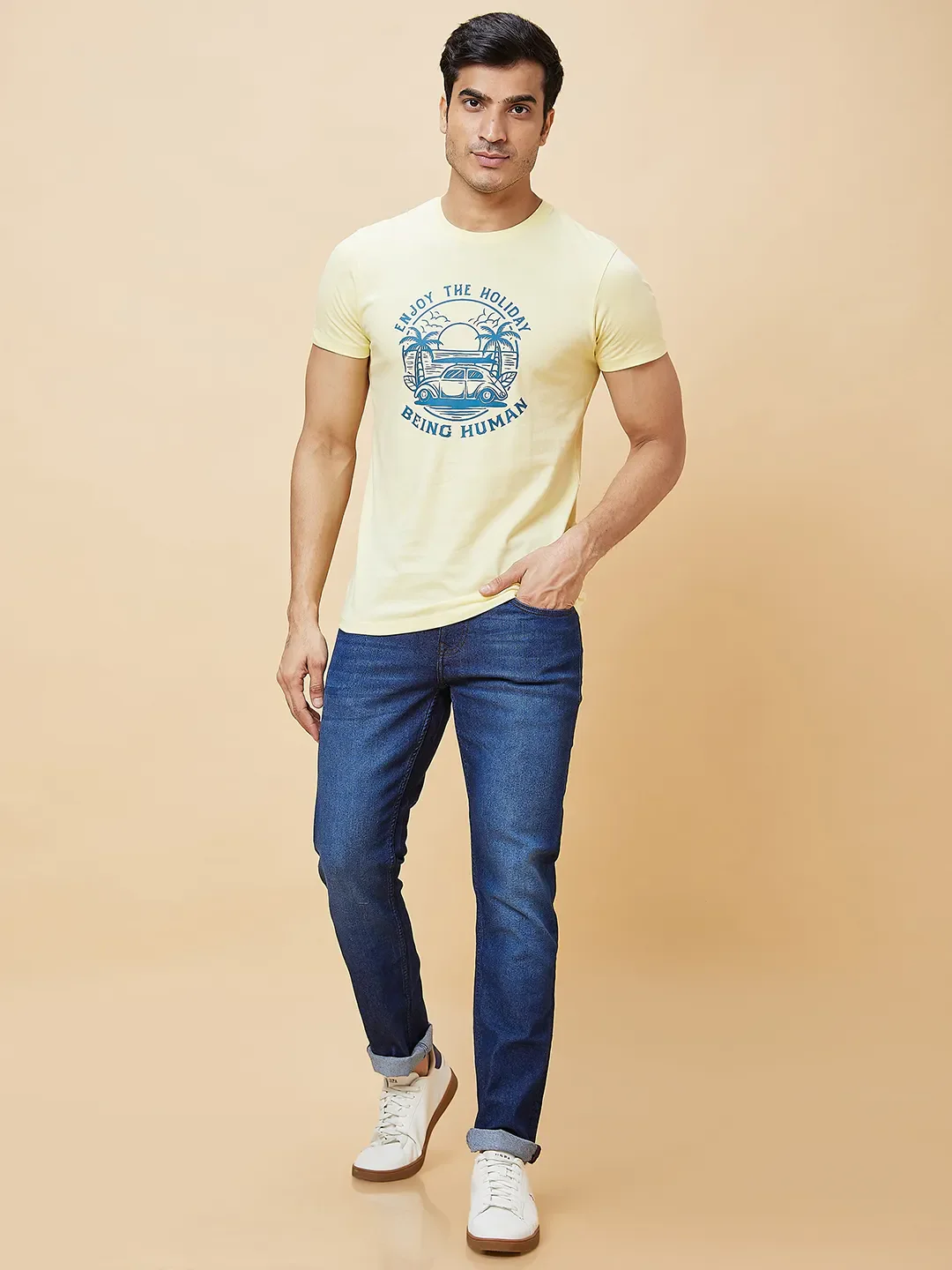 Blue Slim Straight Fit Men's Denims by Being Human Clothing - Image 2