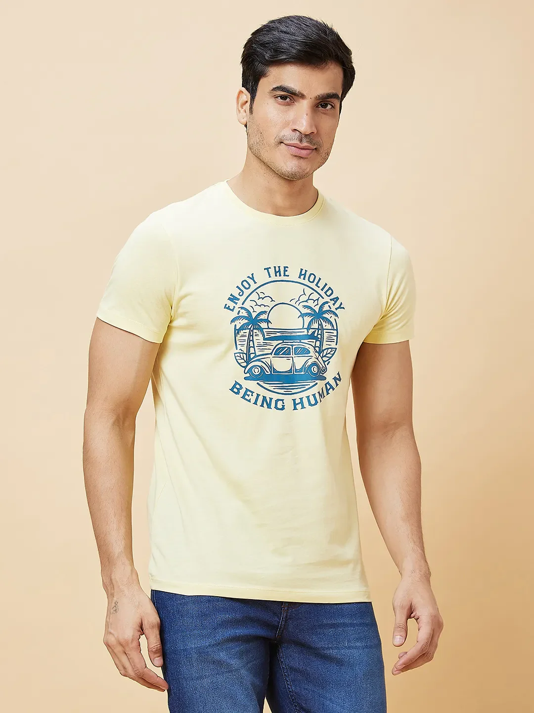 Blue Slim Straight Fit Men's Denims by Being Human Clothing - Image 3