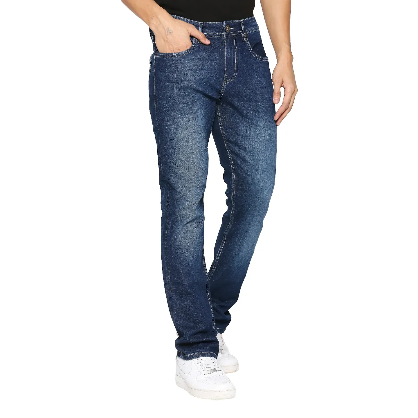 Blue Slim Straight Fit Men's Denims by Being Human Clothing - Image 3