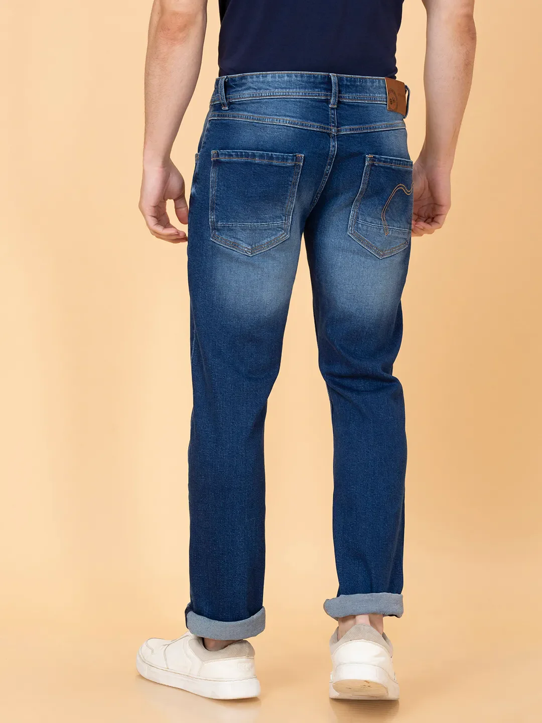 Blue Slim Straight Fit Men's Denims by Being Human Clothing - Image 3