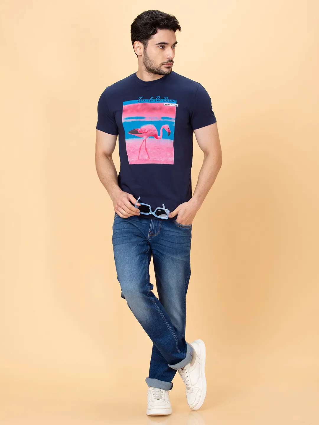 Blue Slim Straight Fit Men's Denims by Being Human Clothing - Image 6