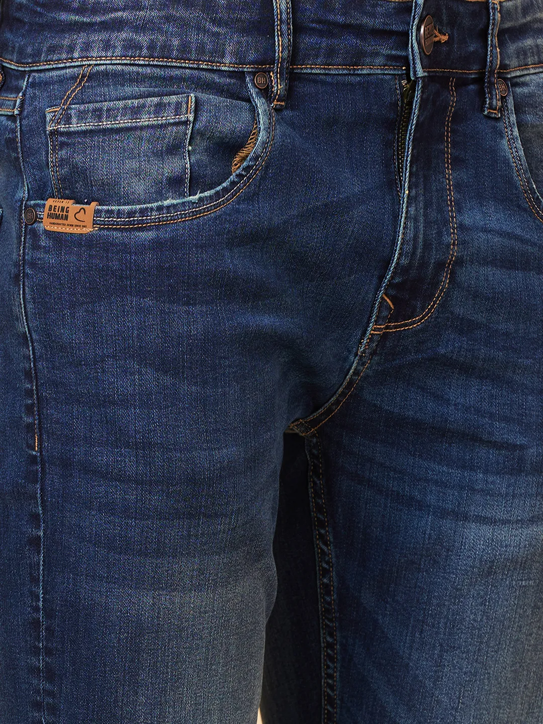 Blue Slim Straight Fit Men's Denims by Being Human Clothing - Image 5